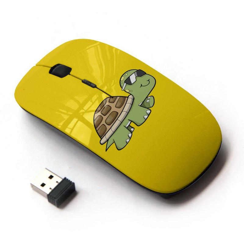 KOOLmouse [ Optical 2.4G Wireless Mouse [ Turtle Cool Summer Yellow Sun Glasses Art ] - Image 1